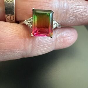 Natural Watermelon Doublet Quartz 925 Sterling Silver NWOT